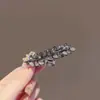 Presilha de Cabelo Folha com Strass de Vidro Estilo Novo Coreano Design de Nicho Elegante Presilha Lateral para Mechas Desfiadas