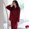 Pijama de Franela de Invierno 2025 para Mujer, Cárdigan de Manga Larga, Lindo para Niñas, Suelto, Cálido, Espeso, Conjunto de Ropa para el Hogar