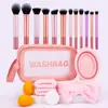Conjunto de Pincéis de Maquiagem Portátil Arco-Íris de Novo Modelo Transfronteiriço com 8 Peças Feito em Henan, Incluindo Pincéis para Pó Solto, Blush e Sombras