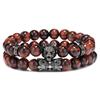 Suministro europeo y americano pulsera de yoga de energía con microincrustaciones de circonita traje de pulsera con cabeza de lobo y piedra de ojo de tigre microincrustada