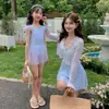 Traje de Baño Infantil 2025 Nuevo de una Pieza Estilo Falda con Cubre-Traje Protección Solar Traje de Baño para Mujer Bebé y Niños de Edad Media Traje de Baño Familiar para Niños