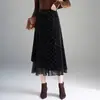 Falda midi de terciopelo dorado de línea A para mujer, nueva colección otoño/invierno 2026, de cintura alta, adelgazante, elegante y moderna