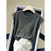 Elegante camiseta de algodón puro sin mangas con cuello redondo y manga corta para mujer, top negro versátil y moderno, nueva ropa de mujer Verano 2026