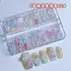Caja de 6 Compartimentos con Lazos Estampado Leopardo, Pedrería Blanca Puntiaguda, Pequeñas Flores para Decoración de Uñas, Lazos Aurora para Decoración de Uñas, Ins