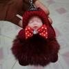 Fábrica de Origen Cuero Genuino Zorro del Pasto Colgante para Bolso Colgante Muñeca Durmiente Muñeco de Peluche Abre Llaves Regalo