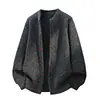 Estilo Old Money Tejido de Bloques de Color Conjunto Estilo Perezoso Manga Larga Cuello Redondo Cárdigan Ropa Exterior Casual para Hombre Otoño e Invierno
