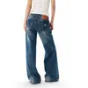 Jeans Wide Leg Lavado Retrô Americano para Mulheres Tendência Versátil Novo Estilo Fluido Versátil Casual Calças de Comprimento Total