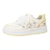Sapatos Casuais Brancos HuiLi Versáteis Confortáveis para Mulheres Leves para o Dia a Dia Mocassins de Solado Macio Color Blocking Estilo Acadêmico Casuais Tênis Respiráveis