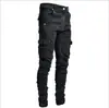 En Stock 2021 Jeans de Hombre de Nuevo Estilo Transfronterizo Europeo y Americano con Bolsillos Laterales, Jeans Ajustados Skinny Nk388
