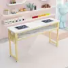 Mesa de Manicure de Luxo Leve com Aspirador Embutido, Conjunto de Mesa e Cadeira de Manicure Retrô Moderno, Mesa Longa de 2m