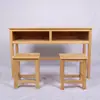 Escritorio Doble y Silla de Madera Maciza Set de Escritorio y Silla para el Hogar Estudiantes de Secundaria Primaria Niños Roble Escritorio de Aprendizaje Multifuncional