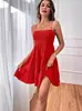 Colección de verano nueva para mujer transfronteriza de Amazon Europa y América 2026: vestido de un solo hombro, con tirante fino, color liso, versátil, con textura