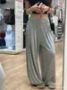 Pantalones tipo linterna grises plisados para mujer, estilo fino de verano, pantalones jogger de aire para petite, de cintura alta, adelgazantes, pantalones casuales holgados