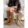 Botas altas Chuyuji de estilo coreano, huecas, transpirables, con punta redonda, para mujer, versátiles, frescas para primavera y verano, botas de caña alta apiladas