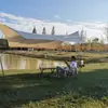 Toldo de Fábrica Recubierto de Plata Pegamento Negro Tela Oxford 420D a Prueba de Lluvia y Sol para Exteriores Toldo de Camping para Varias Personas Pérgola