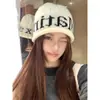 Gorro de estilo celebrity para otoño e invierno para mujer con circunferencia de cabeza grande, gorro de punto de alta gama, gorro holgado a prueba de viento y cálido para mujer en invierno