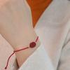Pulsera de Cinabrio de Alto Contenido de Mineral en Bruto Natural para Mujer Tejida a Mano con Cuerda Roja Cuentas Transportadoras Arena Dorada Púrpura Pulsera de Cuerda Roja para Pareja