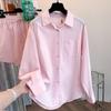 Fotos Reais 2026 Conjunto de Camisa Feminina Casual Esportivo Verão Moda Estiloso Proteção Solar Camisa Rosa Conjunto de Duas Peças para Mulheres