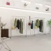 Tienda de Ropa Acero Inoxidable Cepillado Plata Estante de Exhibición para Niños y Niñas Colgador de Ropa de Piso a Piso Colgador de Exhibición Nakajima