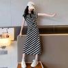 Vestido para Meninas Verão Novo Infantil Estiloso Fashion Vestido Colete Crianças Maiores Moda Verão Listrado Longo