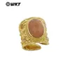WT-R562 Estilo Corte Europeu Pedra Preciosa Multicolorida Ametista Banhado a Ouro 18k Anel de Inauguração para Banquete Feminino Joia
