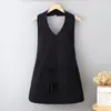Delantal de Moda con Cuello Halter y Botones, Delantal Repelente al Agua para Cocina y Hogar, Ropa de Trabajo para Adultos de Catering y Salón de Uñas