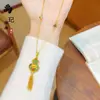 Loja de Ouro Mesmo Estilo Ouro Antigo Esmalte Filigrana Oco Lótus Cabaça Colar Pulseira Corrente da Clavícula Presente para Namorada