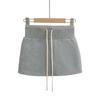 Saia Color Block Justa ao Corpo para Mulheres Baixas 2025 Novo Verão Cordão Cintura Alta Slim Sexy Saia Calça Minissaia