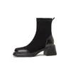 Novas botas femininas britânicas de outono e inverno 2023 botas curtas de cavaleiro botas de veludo fosco finas botas de salto alto grossas botas de comércio exterior