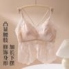 Top Camisola de Renda Preta Primavera e Verão 2025 Colete Feminino Sexy Costas Bonitas Bojo Fixo Tubinho Fino Top de Amarrar no Peito Longo