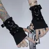 Guantes de moto de medio dedo negros personalizados estilo punk metalero europeo y americano Harajuku, estilo funcional moderno para hombres y mujeres