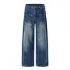Roupas Masculinas Shanggu Transfronteiriças Sudeste Asiático Masculino Jeans Lavado Calça Longa Cintura Média Bigode de Gato Perna Larga Solta Jeans