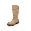 Botão visível e oculto de dois usos, color blocking, botas de cowboy ocidentais, novidade outono e inverno, bico redondo, sem cadarço, botas de couro bovino amassado, botas longas