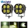 Novo produto fábrica motocicleta LED holofote modificado luz de trabalho de quatro olhos trevo de quatro folhas holofote à prova d'água farol quadrado