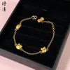 Pulsera de Mariposa Dorada Perla Hielo Triturado, Pulsera de Calabaza Corazón Perla de la Suerte, Trébol de Cuatro Hojas Oro Arena, Venta Directa del Fabricante