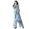 Conjunto de ropa de maternidad otoño e invierno 2026 nuevo estilo top y pantalones conjunto de dos piezas, atuendo otoñal de moda para mamás con estilo durante el embarazo