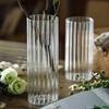 Florero de Vidrio con Rayas Verticales Estilo Nórdico de Lujo Ligero Decoración del Hogar Botella para Paisaje Hidropónico de Plantas Recipiente Creativo para Arreglo Floral de Sala de Estar