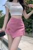 Falda Rosa de Deseo Puro Estilo Hong Kong para Mujer Verano Diseño Irregular Falda Línea A Falda Popular para Chicas ins Falda de Cintura Alta