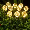 Lámpara LED de Espiga de Trigo Tulipán Rosa Flor Lámpara Solar para Césped Exterior Lámpara de Paisaje de Jardín Patio Estaca de Tierra