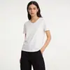 Camiseta con cuello en V para mujer, manga corta, blanca, holgada, adelgazante, 2026, nueva de verano, color liso, hombro normal, escote corazón, top de color liso