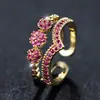 Anel Cruzado Desejo Design em V de Camada Dupla Totalmente Cravejado com Pedras Colorido Preservado Moda Design Estiloso Joia de Alto Padrão Mais Vendida