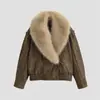 Outono e Inverno Novo Estilo Europeu e Americano Fashionável Versátil Solto Emagrecimento Visual Gola de Pele Jaqueta de Couro Top Casual 4341853