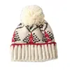 Gorro de Punto Cálido Estilo Fair Isle con Bola de Pelo para Otoño e Invierno para Mujer, Gorro de Lana Jacquard Retro Estilo Coreano Versátil Baotou Hat