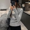 Camisa de Botones de Manga Larga con Diseño de Fábrica para Mujer en Otoño e Invierno Cachemir Imitación Engrosada Camisa Base Efecto Adelgazante Top Interior