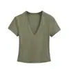 Camiseta de Manga Corta con Hombro Normal de Corte Recto y Cintura Alta con Forma de Reloj de Arena para Mujer, Nueva Tendencia Verano 2026, Alta Elasticidad, Ajustada, Cuello en U, Camiseta Básica
