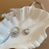 Pendientes Transparentes con Forma de C Estilo Coreano, Lujo Ligero y Moda de Alta Gama, Collar Sencillo, Anillo, Conjunto de Joyería Versátil y Exquisito para Mujer