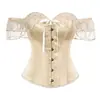 Nuevo Top Shapewear de Color Sólido con Ribete de Encaje Vintage, Corsé Hombros Descubiertos con Varillas para Efecto Adelgazante, Corsé de Estilo Corte para Usar como Ropa Exterior