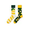 Calcetines de Moda Originales Asimétricos Estilo AB para Mujer Calcetines de Algodón de Verano Zhejiang Arte de Dibujos Animados Personalizado Calcetines de Algodón de Tubo Medio para Hombres y Mujeres
