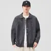 Tricô Masculino Retrô Americano Gola Polo Outono Inverno Marca da Moda Splicing Design Desconstruído Tricô de Cor Pura Jaqueta Atacado