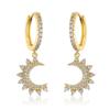 RAKOL Aretes de Moda Populares con Diseño de Nicho Europeo y Americano, Aretes Estrella Luna, Aretes Geométricos Transfronterizos de Zirconia